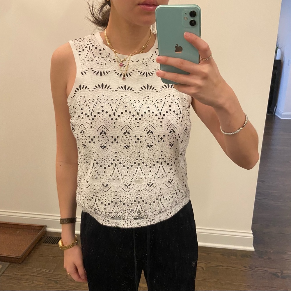 White lace shell tank